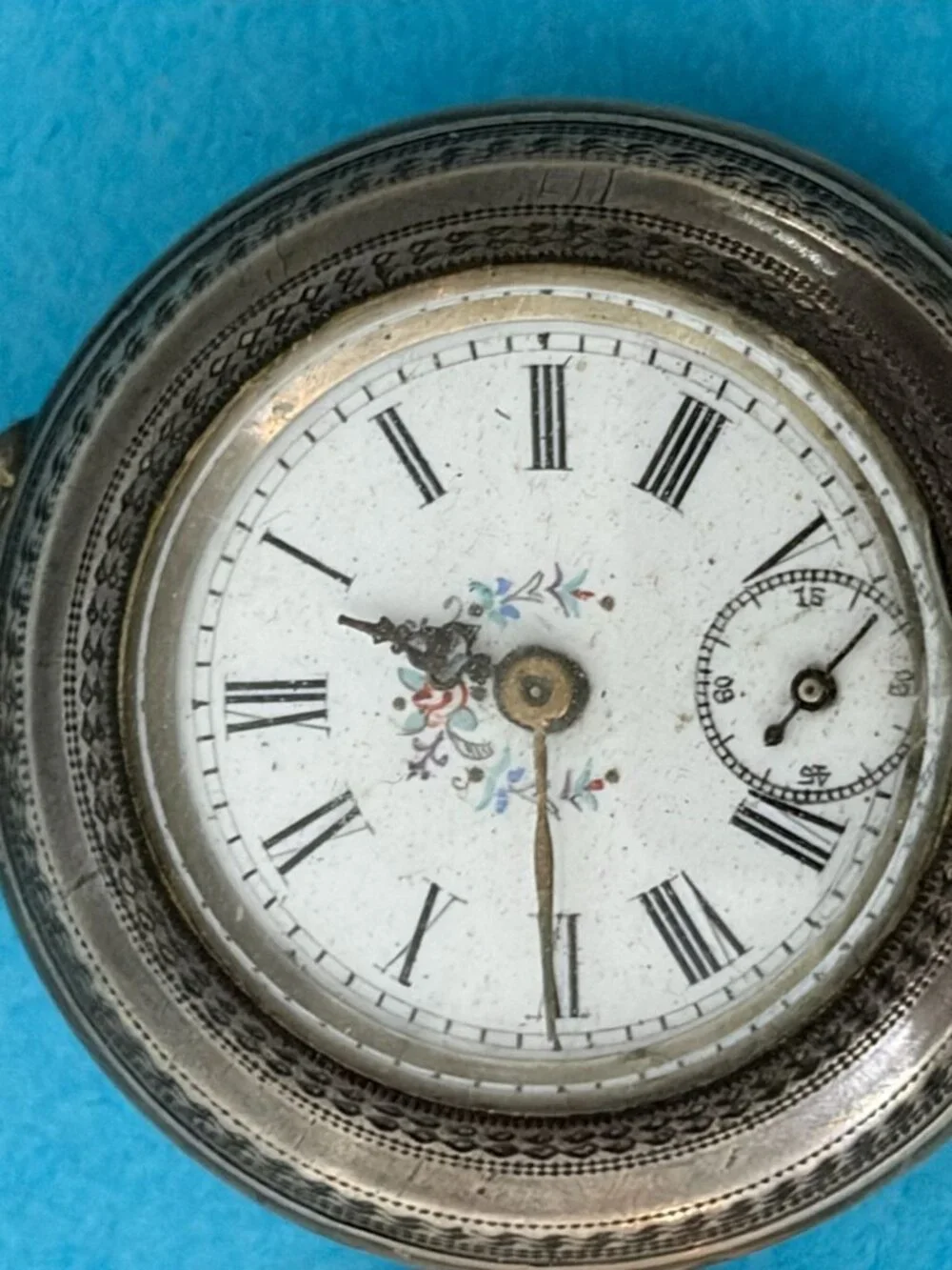 Enamel Swiss .800 Silver Case Pocket Watch Antique Engraved 4 parts / repair